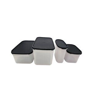Tupperware Modular Mates Rectangular 2 / 3 oval 2 mini rectangular 2 black seals